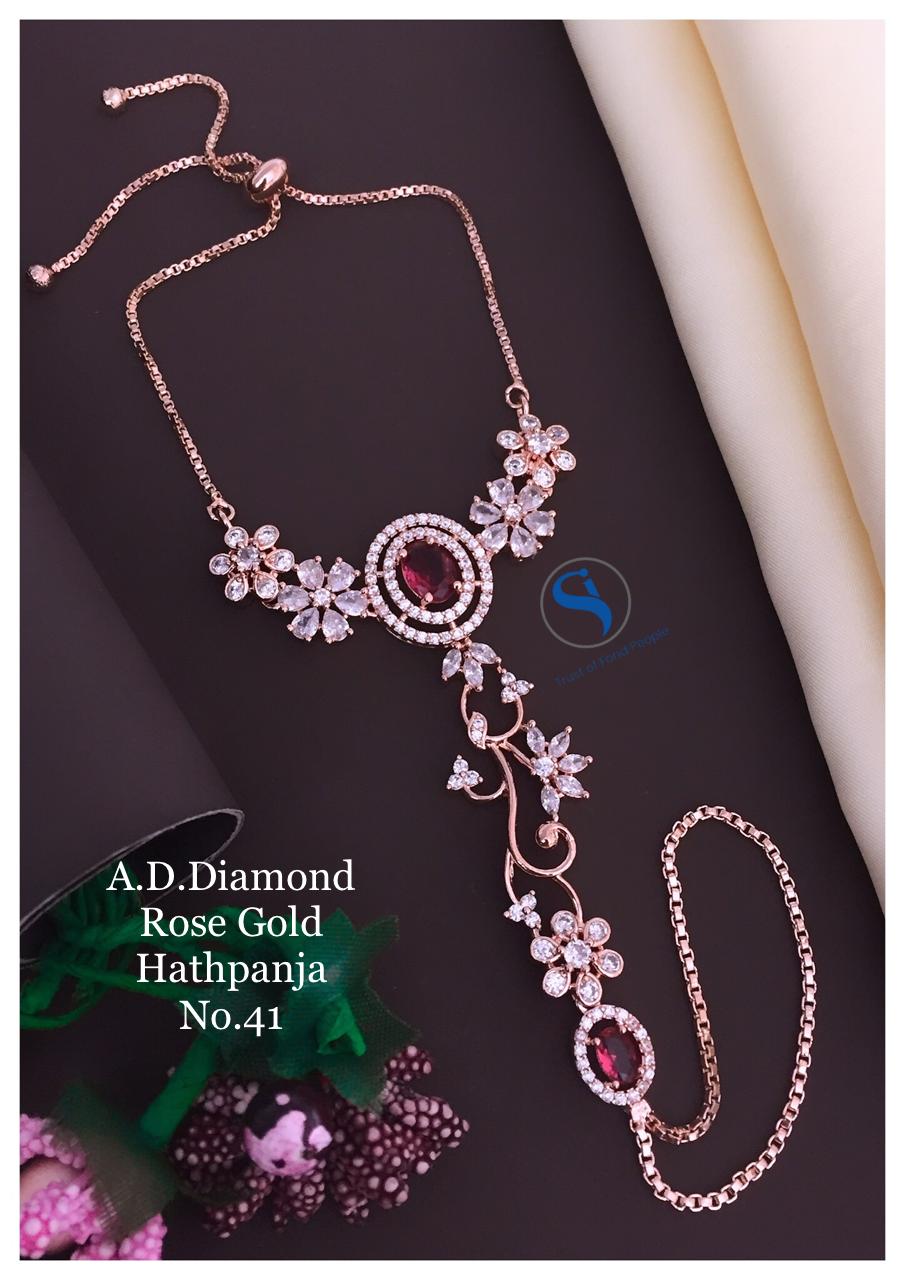 Designer Rose Gold AD Diamond Hath Panja Catalog
